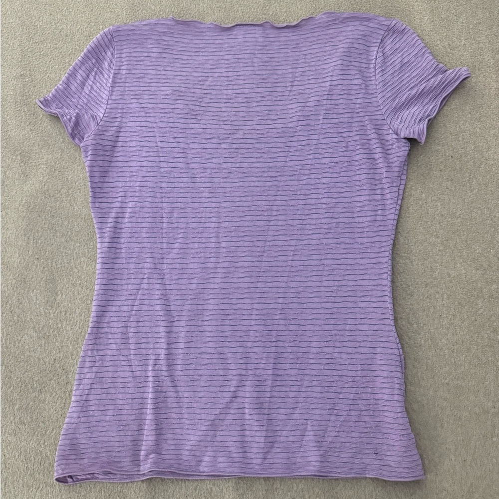 ARMANI COLLEZIONI Lightweight Cap Short Sleeve Women Top Purple Stripes Size 6 - Picture 3 of 6